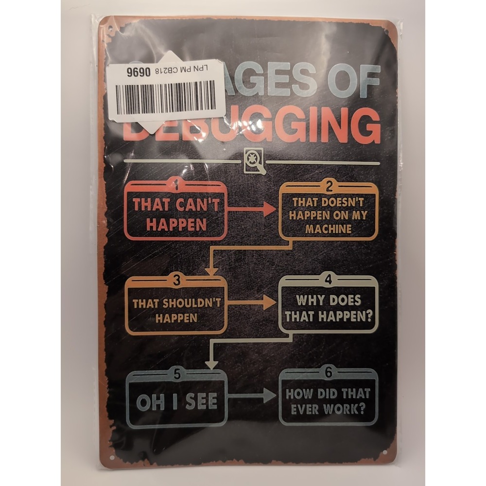 6 Stages Of Debugging-Steel‎ Decor Sign 12x8 - Picture 3 of 4